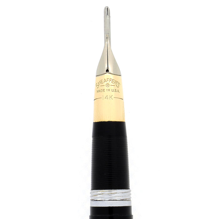 CIRCA 1953 SHEAFFER SENTINEL SNORKEL JET BLACK 14K MEDIUM NIB FOUNTAIN PEN RESTORED OFFERED BY ANTIQUE DIGGER