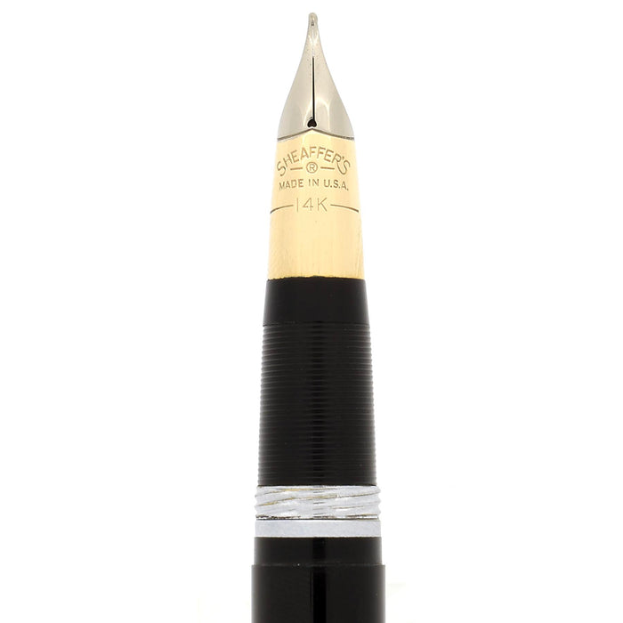 CIRCA 1953 SHEAFFER SENTINEL SNORKEL JET BLACK 14K MEDIUM NIB FOUNTAIN PEN RESTORED OFFERED BY ANTIQUE DIGGER