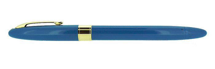 CIRCA 1955 SHEAFFER SNORKEL STATESMAN FOUNTAIN PEN IN PASTEL BLUE AND X4 EXTRA FINE NIB RESTORED OFFERED BY ANTIQUE DIGGER