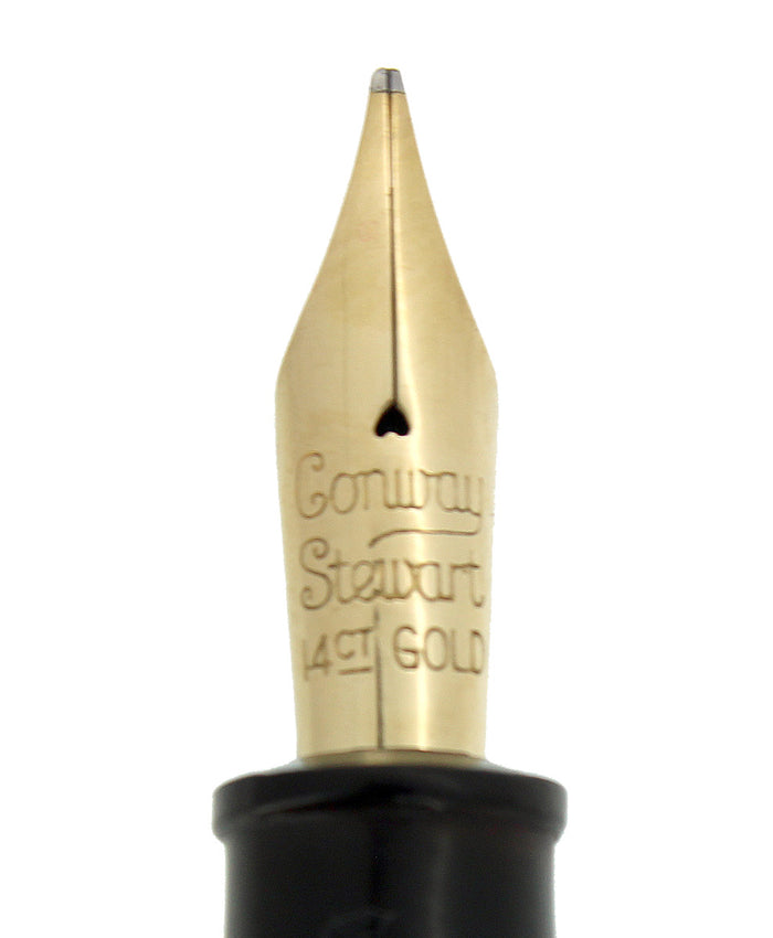 CIRCA 1956 CONWAY STEWART RED HERRINGBONE CELLULOID M - BBB FLEX NIB FOUNTAIN PEN RESTORED OFFERED BY ANTIQUE DIGGER