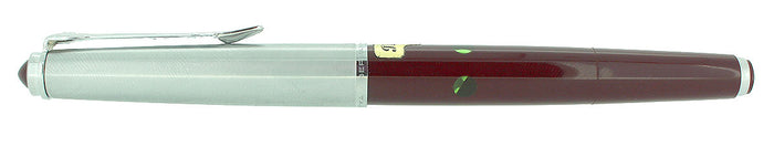 CIRCA 1958 PELIKAN P1 STAINLESS CAP BURGUNDY BARREL FOUNTAIN PEN NOS STICKERED OFFERED BY ANTIQUE DIGGER