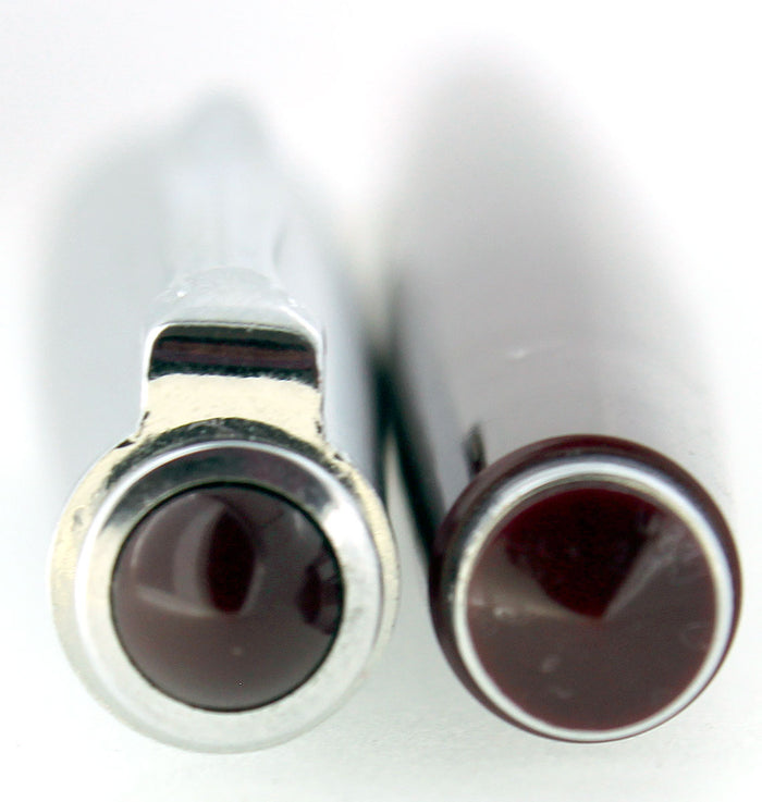 CIRCA 1958 PELIKAN P1 STAINLESS CAP BURGUNDY BARREL FOUNTAIN PEN NOS STICKERED OFFERED BY ANTIQUE DIGGER
