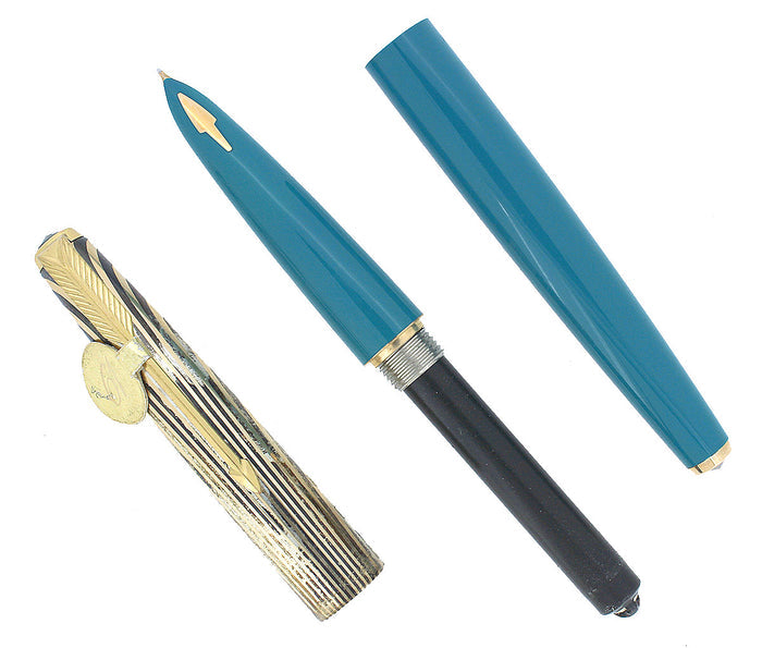 CIRCA 1959 PARKER 61 HERITAGE CAPTURQUOISE FOUNTAIN PEN NOS MINT IN BOX OFFERED BY ANTIQUE DIGGER