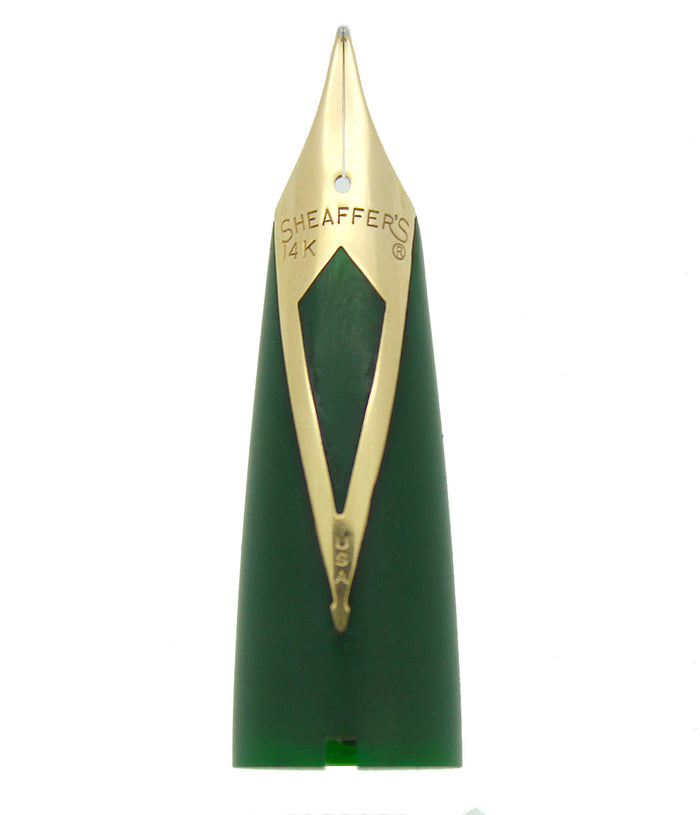 CIRCA 1959 SHEAFFER GREEN PFM III IV or V FOUNTAIN PEN 14K INLAY NIB UNIT OFFERED BY ANTIQUE DIGGER