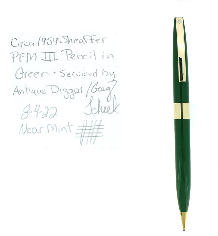 CIRCA 1959 SHEAFFER PFM III GREEN PENCIL SERVICED AUSTRALIAN MADE OFFERED BY ANTIQUE DIGGER