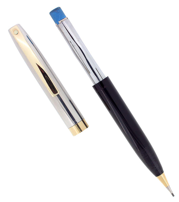 CIRCA 1959 SHEAFFER  PFM IV STAINLESS CAP BLACK BARREL PENCIL SERVICED OFFERED BY ANTIQUE DIGGER