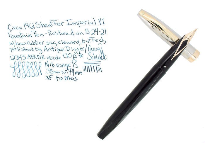 CIRCA 1961 SHEAFFER IMPERIAL VI FOUNTAIN PEN TOUCHDOWN FILLER 14K NIB RESTORED OFFERED BY ANTIQUE DIGGER