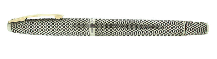 CIRCA 1970 SHEAFFER STERLING SILVER IMPERIAL TOUCHDOWN FOUNTAIN PEN DIAMOND DESIGN RESTORED OFFERED BY ANTIQUE DIGGER