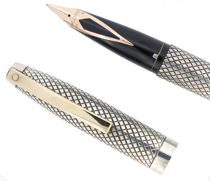 CIRCA 1970 SHEAFFER STERLING SILVER IMPERIAL TOUCHDOWN FOUNTAIN PEN RESTORED OFFERED BY ANTIQUE DIGGER