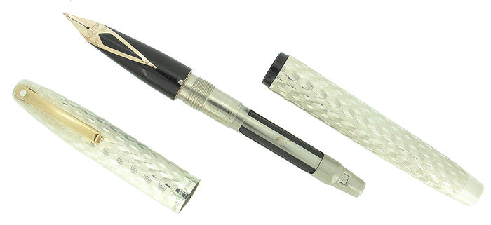 C1972 SHEAFFER STERLING SILVER IMPERIAL MARQUETRY DESIGN MODEL 834 FOUNTAIN PEN OFFERED BY ANTIQUE DIGGER