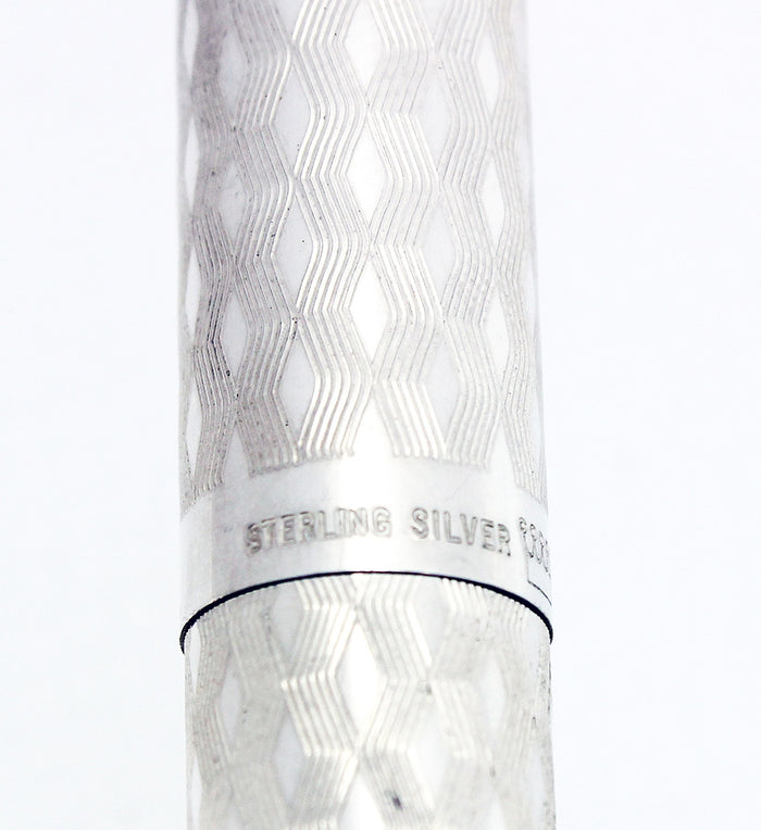 C1972 SHEAFFER STERLING SILVER IMPERIAL MARQUETRY DESIGN MODEL 834 FOUNTAIN PEN OFFERED BY ANTIQUE DIGGER