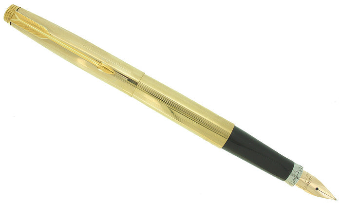 CIRCA 1973 PARKER 75 IMPERIAL FOUNTAIN PEN 22K GOLD ELECTROPLATE JUST SERVICED OFFERED BY ANTIQUE DIGGER