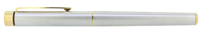 CIRCA 1976 SHEAFFER TARGA BRUSHED STAINLESS GOLD TRIM 14K MEDIUM NIB FOUNTAIN PEN NEVER INKED OFFERED BY ANTIQUE DIGGER