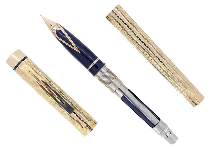 CIRCA 1976 SHEAFFER TARGA CLASSIC CHEQUERED PATTERN EXTRA FINE NIB FOUNTAIN PEN OFFERED BY ANTIQUE DIGGER