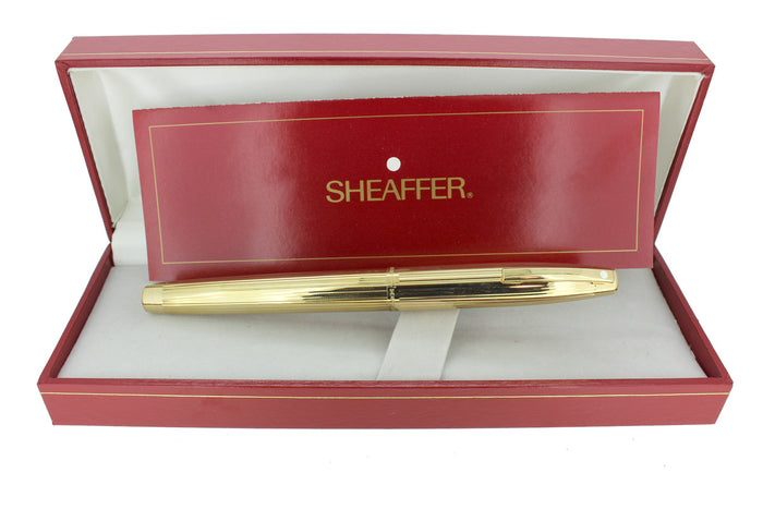 CIRCA 1980 SHEAFFER IMPERIAL GOLD FLUTED MODEL 797 FOUNTAIN PEN MINT NEVER INKED NOS OFFERED BY ANTIQUE DIGGER