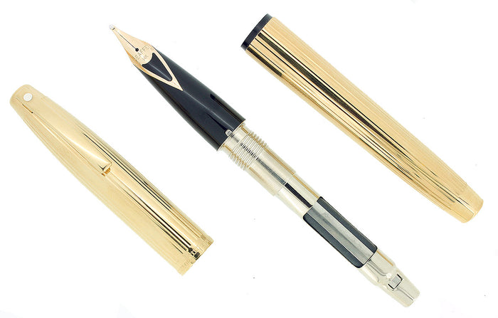CIRCA 1980 SHEAFFER IMPERIAL GOLD FLUTED MODEL 797 FOUNTAIN PEN MINT NEVER INKED NOS OFFERED BY ANTIQUE DIGGER