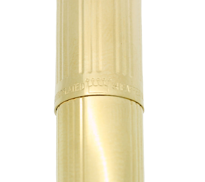 CIRCA 1980 SHEAFFER IMPERIAL GOLD FLUTED MODEL 797 FOUNTAIN PEN MINT NEVER INKED NOS OFFERED BY ANTIQUE DIGGER