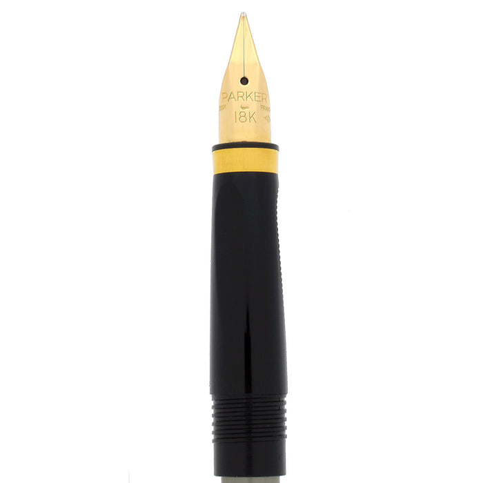 CIRCA 1983 PARKER PREMIER NIOR / BLACK 18K MEDIUM NIB FOUNTAIN PEN NEW IN BOX OFFERED BY ANTIQUE DIGGER