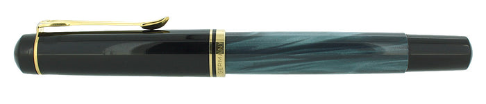 CIRCA 1985 M250 MARBLE BLUE 18C TWO-TONE MEDIUM NIB FOUNTAIN PEN RESTORED OFFERED BY ANTIQUE DIGGER