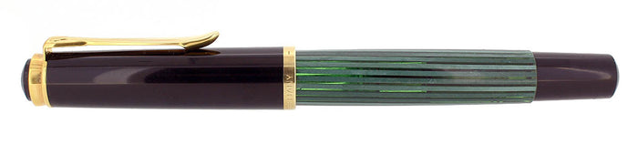 CIRCA 1990 PELIKAN M400 OLD STYLE GREEN STRIPED 14K MED NIB FOUNTAIN PEN OFFERED BY ANTIQUE DIGGER