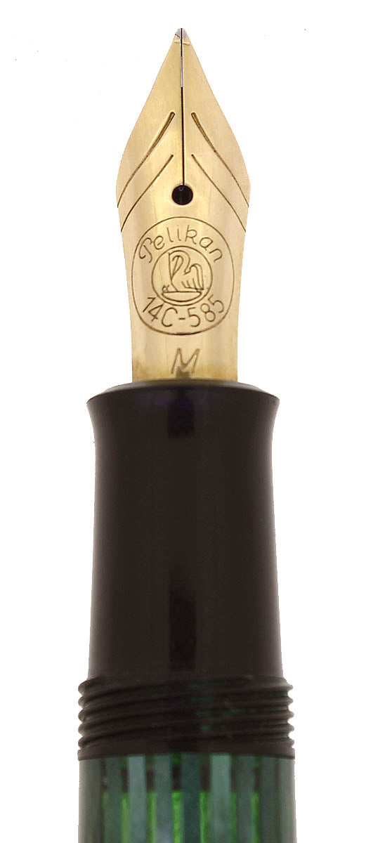 CIRCA 1990 PELIKAN M400 OLD STYLE GREEN STRIPED 14K MED NIB FOUNTAIN PEN OFFERED BY ANTIQUE DIGGER