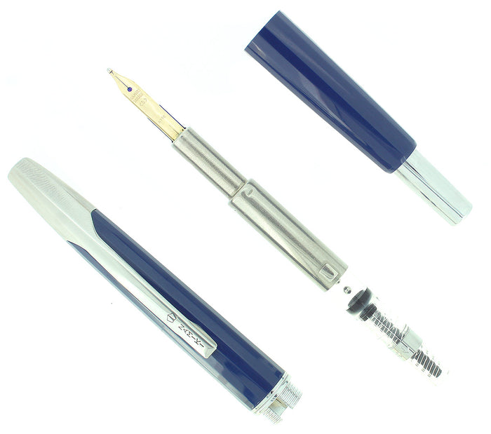 CIRCA 1996 NAMIKI FACETED BLUE VANISHING POINT 14K BROAD NIB FOUNTAIN PEN OFFERED BY ANTIQUE DIGGER