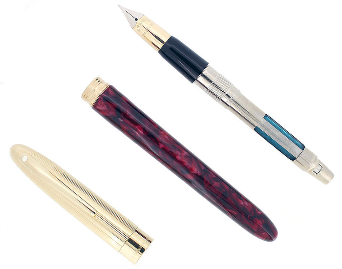 C1996 SHEAFFER CREST OPALITE RED GOLD CAP 18K F NIB FOUNTAIN PEN NEVER INKED OFFERED BY ANTIQUE DIGGER