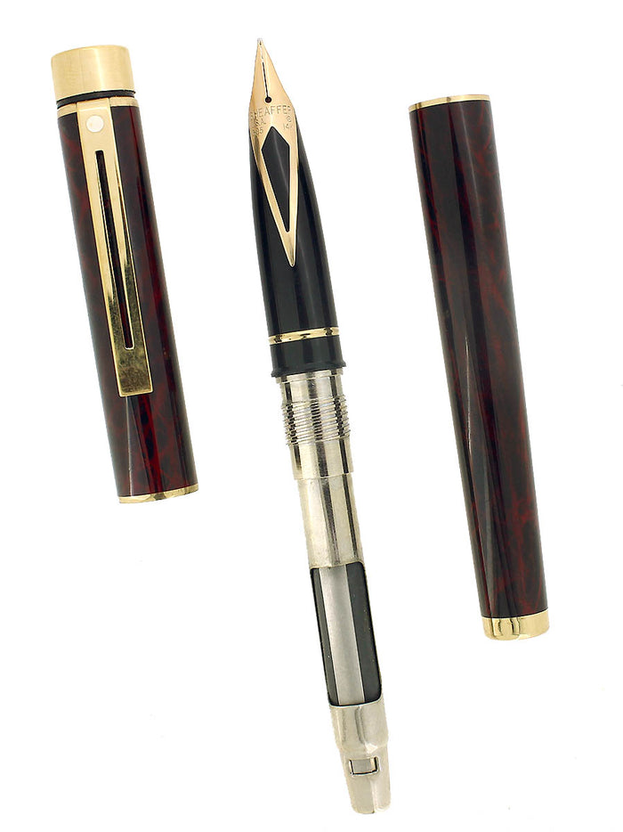 CIRCA 1996 SHEAFFER TARGA GARNET RED RONCE MEDIUM NIB FOUNTAIN PEN MINT OFFERED BY ANTIQUE DIGGER
