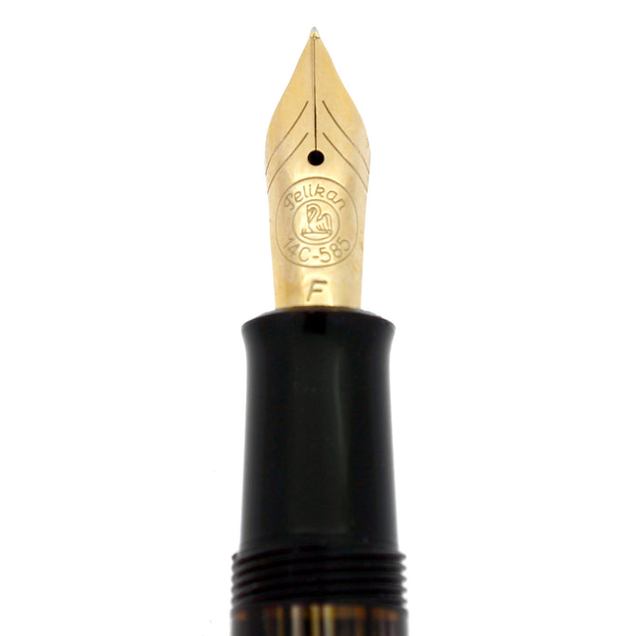 CIRCA 1997 PELIKAN SPECIAL EDITION M250 TORTOISE BROWN STRIPED 14C FINE NIB FOUNTAIN PEN OFFERED BY ANTIQUE DIGGER