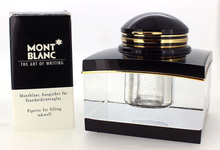 CIRCA 2000 MONTBLANC MEISTERSTUCK TINTENGLAS CRYSTAL INKWELL W/PIPETTE OFFERED BY ANTIQUE DIGGER