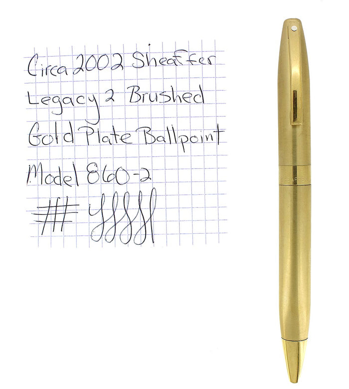 CIRCA 2002 SHEAFFER LEGACY 2 BRUSHED GOLD PLATE BALLPOINT PEN OFFERED BY ANTIQUE DIGGER