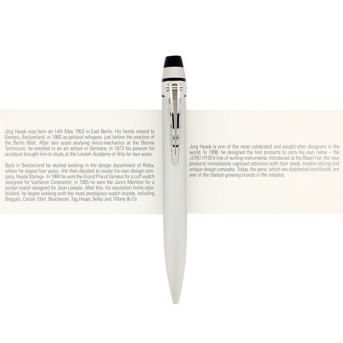 JORG HYSEK KILADA MATTE SILVER RIBBED BALLPOINT PEN NEW IN BOX OFFERED BY ANTIQUE DIGGER