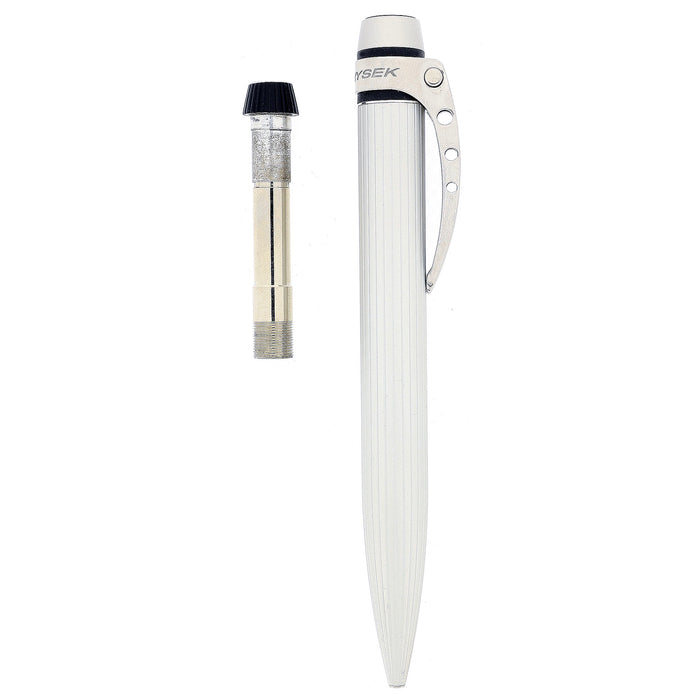 JORG HYSEK KILADA MATTE SILVER RIBBED BALLPOINT PEN NEW IN BOX OFFERED BY ANTIQUE DIGGER
