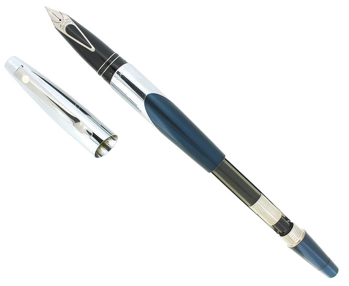 CIRCA 2004 SHEAFFER INTRIGUE PETROL BLUE & CHROME FOUNTAIN PEN NEAR MINT MEDIUM NIB OFFERED BY ANTIQUE DIGGER