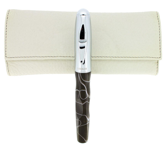 CIRCA 2007 LIBELLE VORTEX MOCHA SWIRL ACRYLIC FOUNTAIN PEN MED NIB NEW OLD STOCK IN BOX OFFERED BY ANTIQUE DIGGER