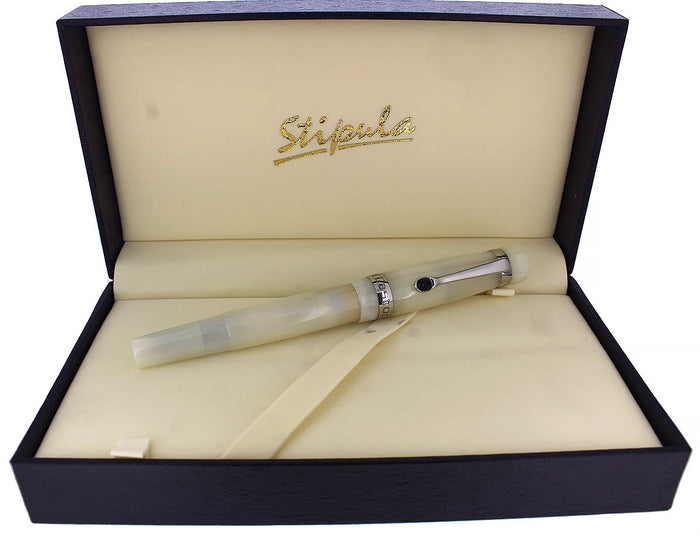 CIRCA 2010 STIPULA I CASTONI ONICE IVORY RESIN ITALIAN FOUNTAIN PEN 18K MED NIB OFFERED BY ANTIQUE DIGGER