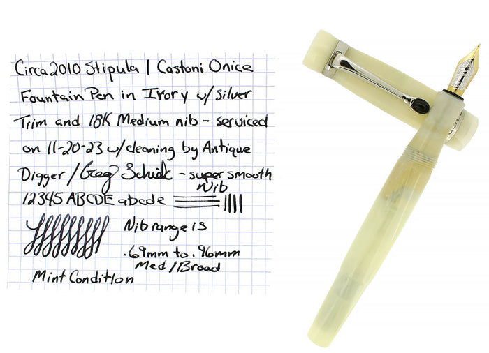 CIRCA 2010 STIPULA I CASTONI ONICE IVORY RESIN ITALIAN FOUNTAIN PEN 18K MED NIB OFFERED BY ANTIQUE DIGGER