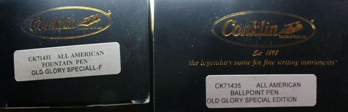 CONKLIN ALL AMERICAN OLD GLORY SPECIAL EDITION FOUNTAIN PEN & BALLPOINT NEVER INKED IN BOX OFFERED BY ANTIQUE DIGGER