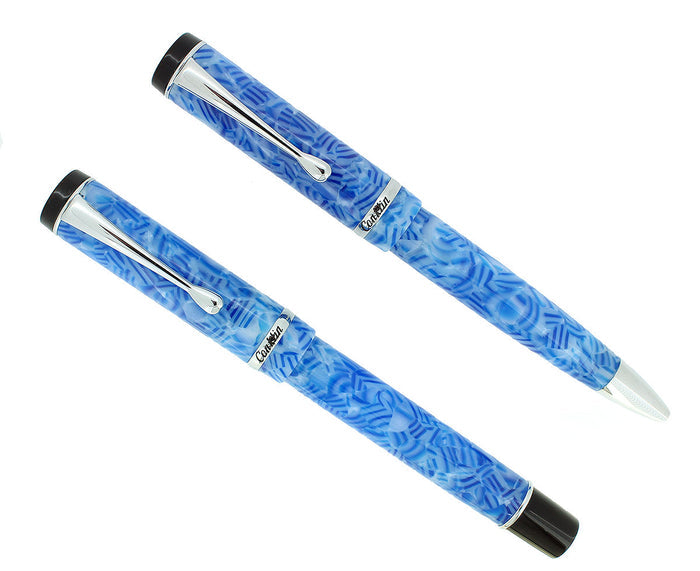 CONKLIN DURAGRAPH ICE BLUE FOUNTAIN PEN & BALLPOINT PEN MINT NEVER INKED IN BOX OFFERED BY ANTIQUE DIGGER