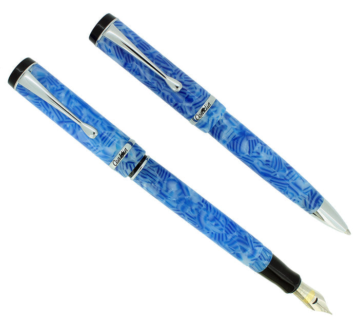 CONKLIN DURAGRAPH ICE BLUE FOUNTAIN PEN & BALLPOINT PEN MINT NEVER INKED IN BOX OFFERED BY ANTIQUE DIGGER
