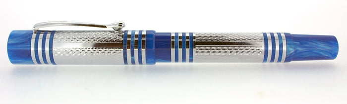 CONKLIN FOUNTAIN PEN ANTIQUE COLLECTION SKY BLUE SILVER OVERLAY 14K NIB MINT OFFERED BY ANTIQUE DIGGER