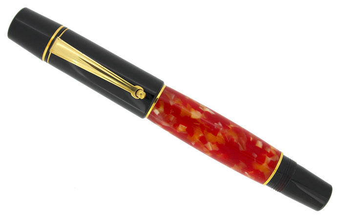 DELTA OLD NAPOLI PARTHENOPE FOUNTAIN PEN RED & BLACK 18K NIB MINT IN BOX NEW OLD STOCK OFFERED BY ANTIQUE DIGGER