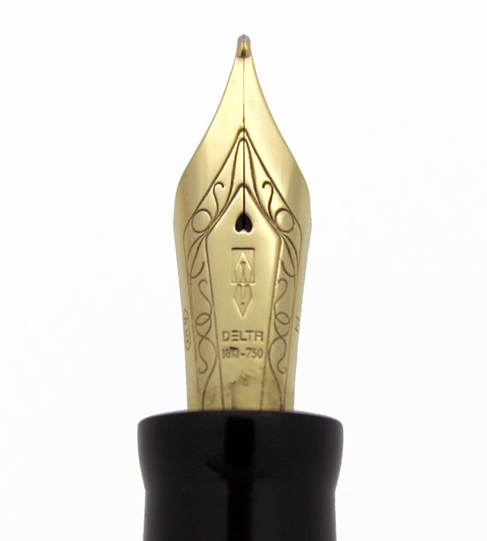 DELTA OLD NAPOLI PARTHENOPE FOUNTAIN PEN RED & BLACK 18K NIB MINT IN BOX NEW OLD STOCK OFFERED BY ANTIQUE DIGGER