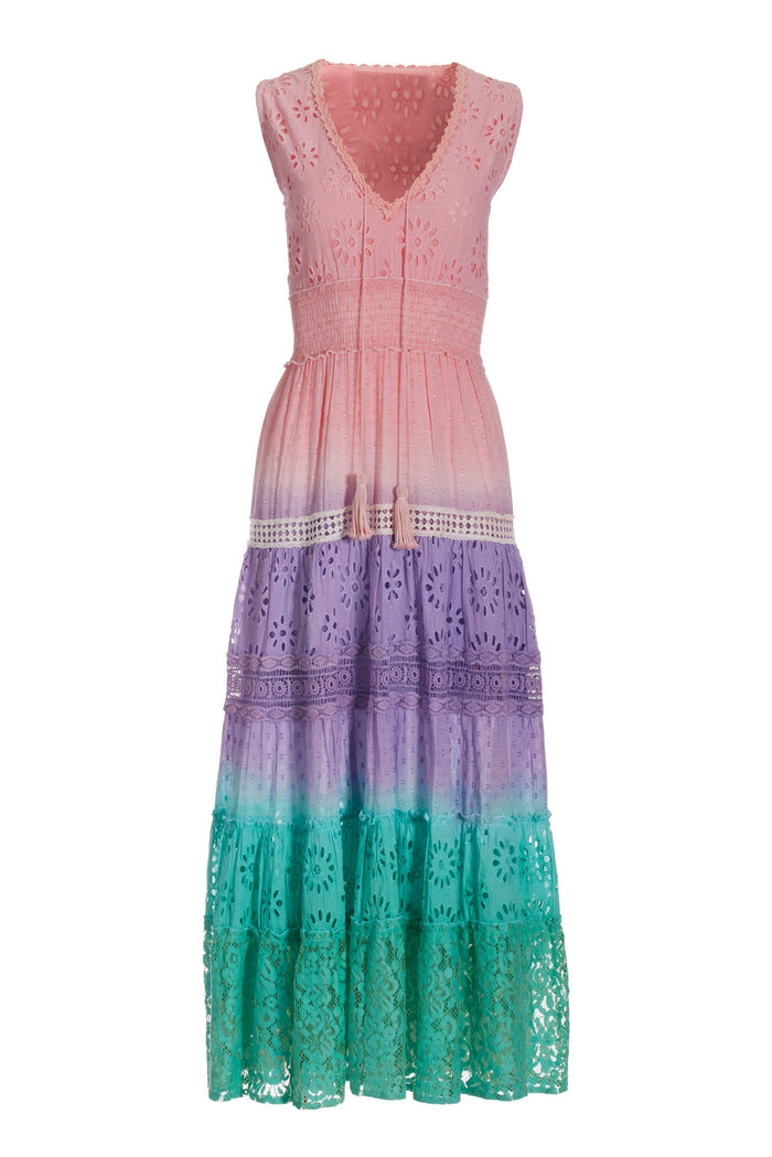 Dip Dyed Eyelet Maxi Pink Multi
