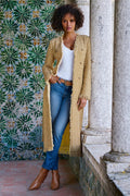 Double Breasted Tweed Duster Gold