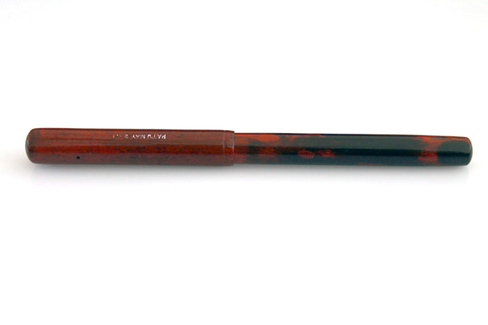 EARLY 1900 WATERMAN 12 RED MOTTLED EYEDROPPER FOUNTAIN PEN WITH F to BBB+ FLEX NIB