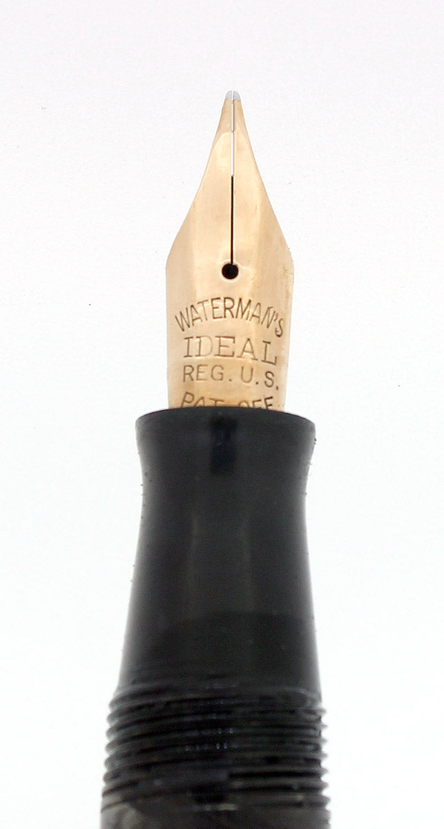 EARLY 1930S WATERMAN 3V GRAY & RED MARBLED FOUNTAIN PEN M-BBB FLEX NIB RESTORED OFFERED BY ANTIQUE DIGGER