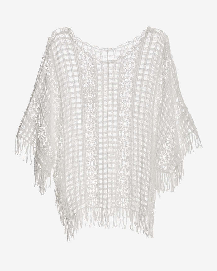 Effortless Crochet Pullover Poncho White