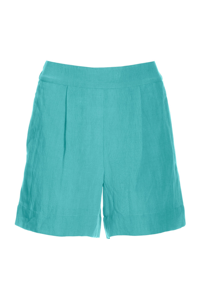 Effortless Pull-On Linen Short Fountain Blue