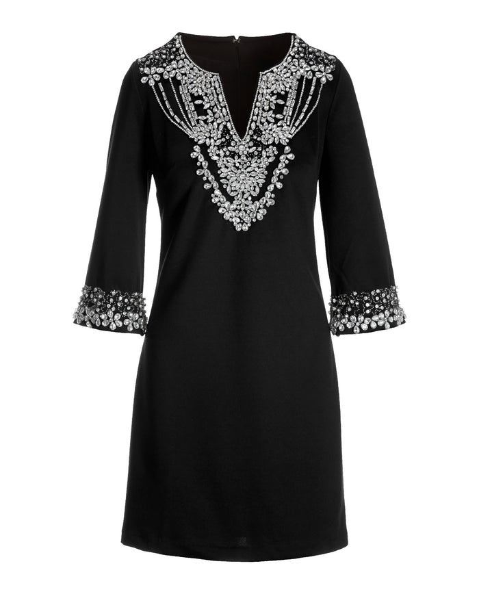 Embellished Shift Dress Black
